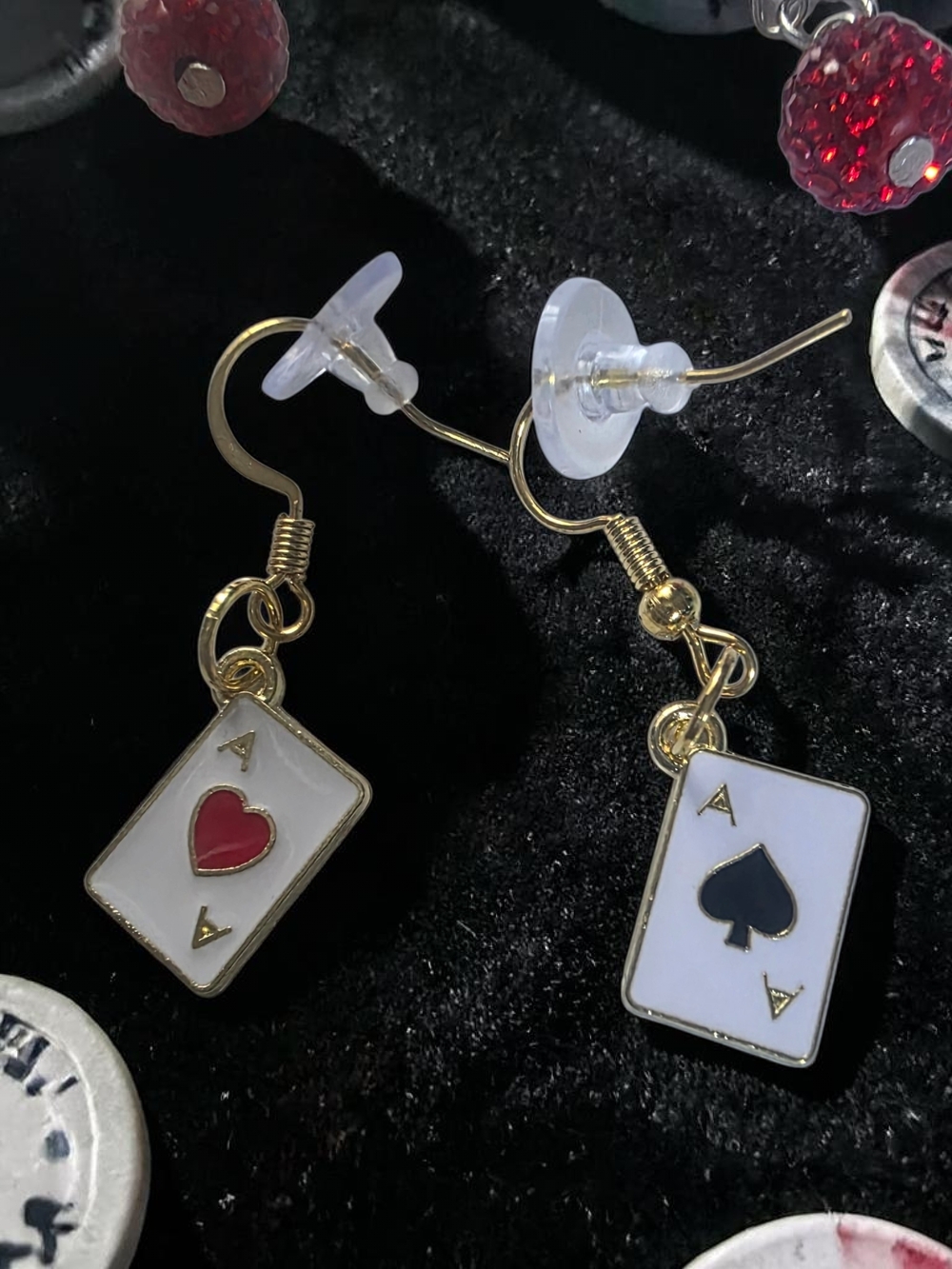 Ace of Hearts & Spades Playing Card Dangle Earrings